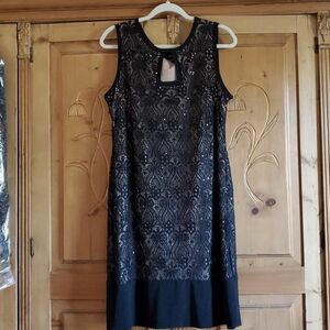 R&M Richards Elegant Black Lace Cocktail Dress sz 14